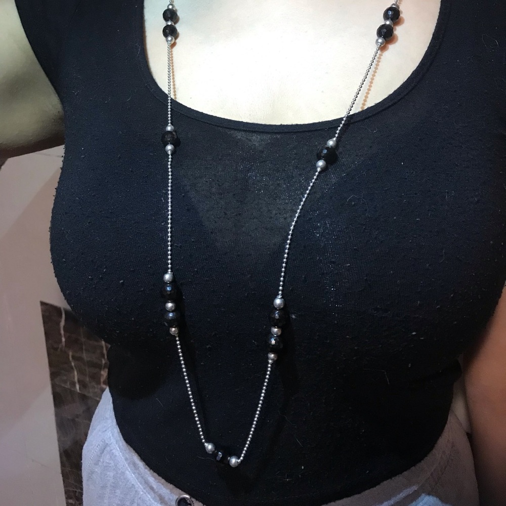 925 Italy Sterling Silver Long Strand Necklace